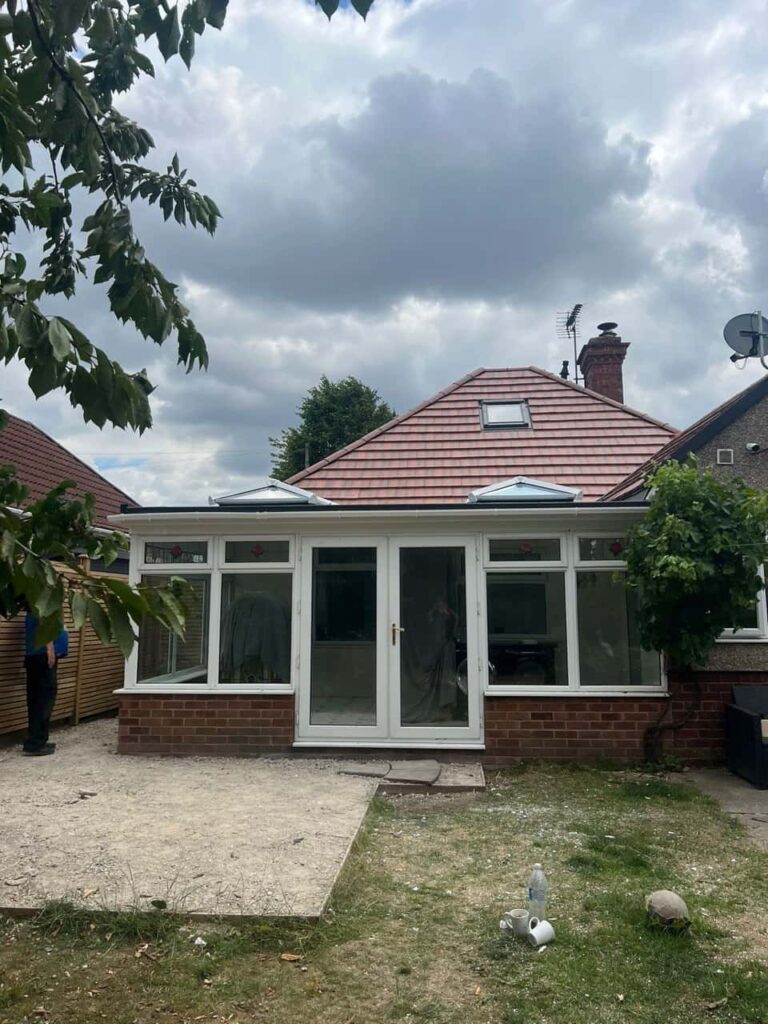 This is a photo of a hipped roof on a bungalow that has just had roof repairs carried out. Works carried out by Burwell Roofing Repairs